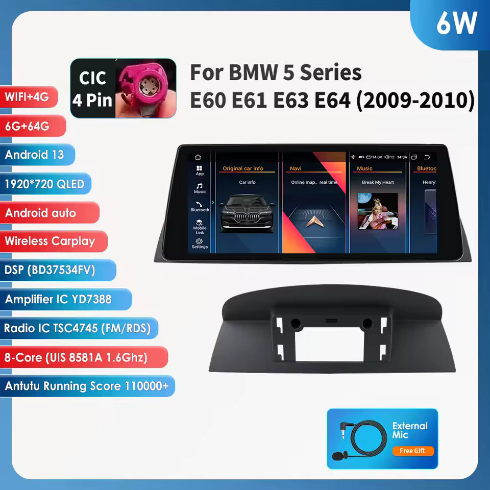 BMW 10.25 Zoll Multimedia Android System E60 E61 E63 E64