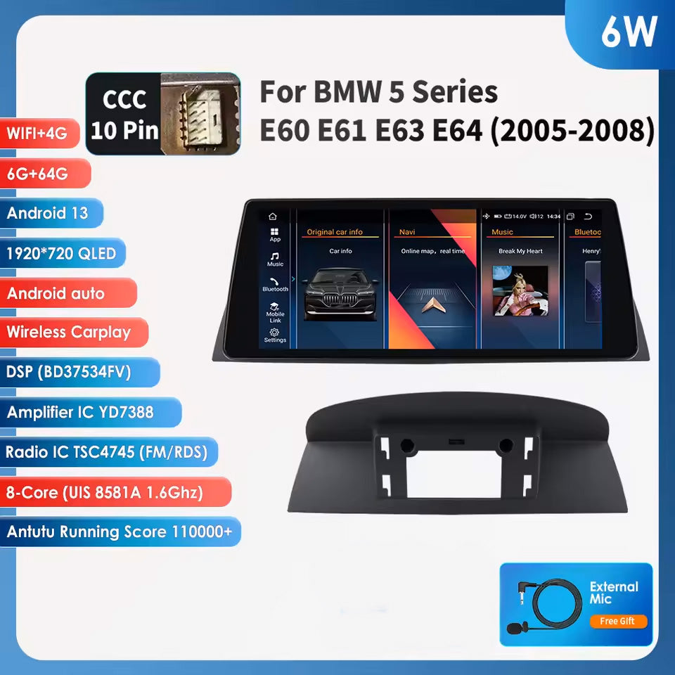 BMW 10.25 Zoll Multimedia Android System E60 E61 E63 E64
